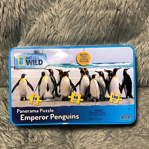 Nat Geo Wild Puzzle 3 In 1 "Emporer Penguins" Collectors Tin 2012 - Picture 1 of 6
